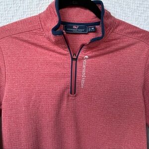 Vineyard Vines Boy's Sankaty Quartee Zip in Sunwashed Red and Blue Size M 10-12